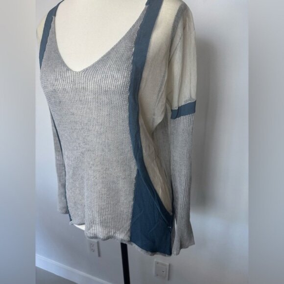 Helmut Lang Gray Blue Sheer Mesh Knit Sweater – Size Petite - Picture 2 of 16